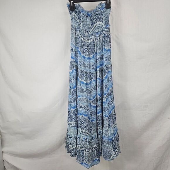 Free People Easy Come Easy Go Maxi Dress Size  XS Blue  Tiered Smocked - Picture 2 of 8